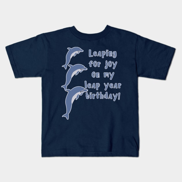 Cute Leaping Whales LEAP YEAR Birthday Kids T-Shirt by Scarebaby